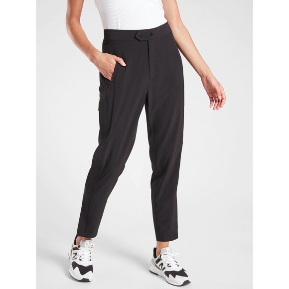 Athleta Pants - Athleta Uptown Ankle Pant Black Cargo Tapered Trousers Size 6 RN 54023